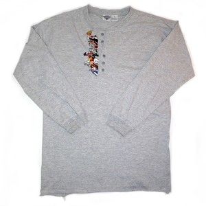 Vintage Looney Toons Henley Long Sleeve T-Shirt, Size M, 1994, Acme Clothing Co